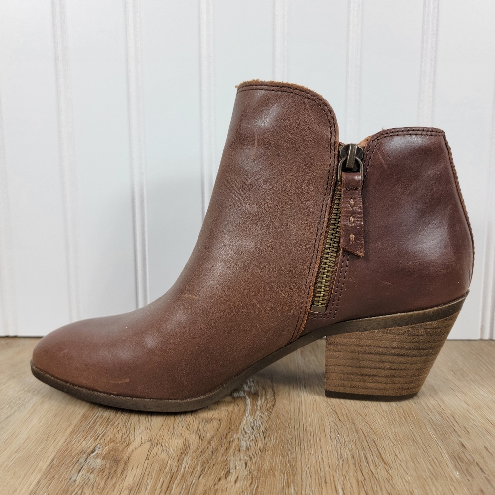 Frye Judith Brown Leather Double Zip Ankle Boots - Picture 6 of 10